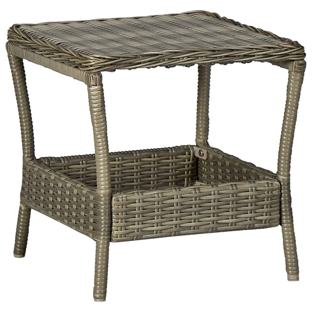 Outdoor Side Table Garden Patio Porch End Table with Storage PE Rattan