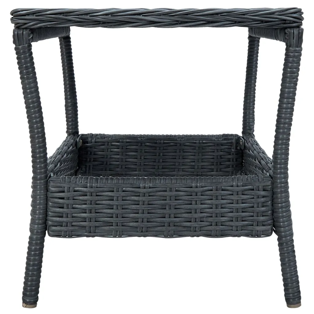 Outdoor Side Table Garden Patio Porch End Table with Storage PE Rattan
