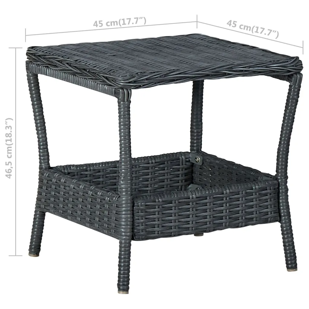Outdoor Side Table Garden Patio Porch End Table with Storage PE Rattan