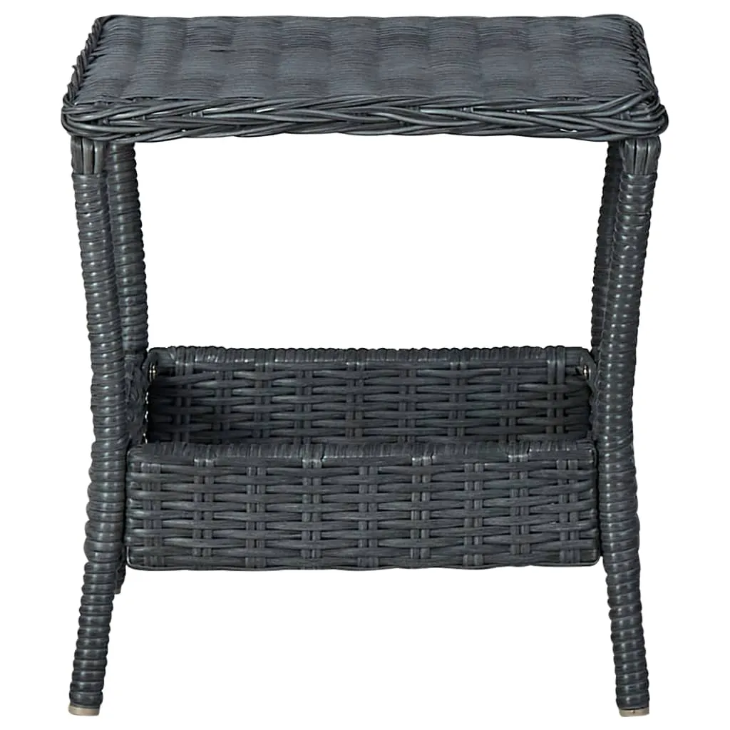 Outdoor Side Table Garden Patio Porch End Table with Storage PE Rattan