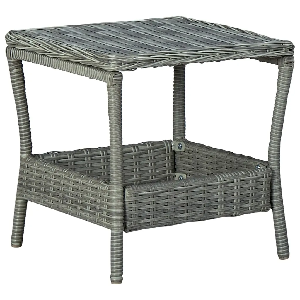 Outdoor Side Table Garden Patio Porch End Table with Storage PE Rattan