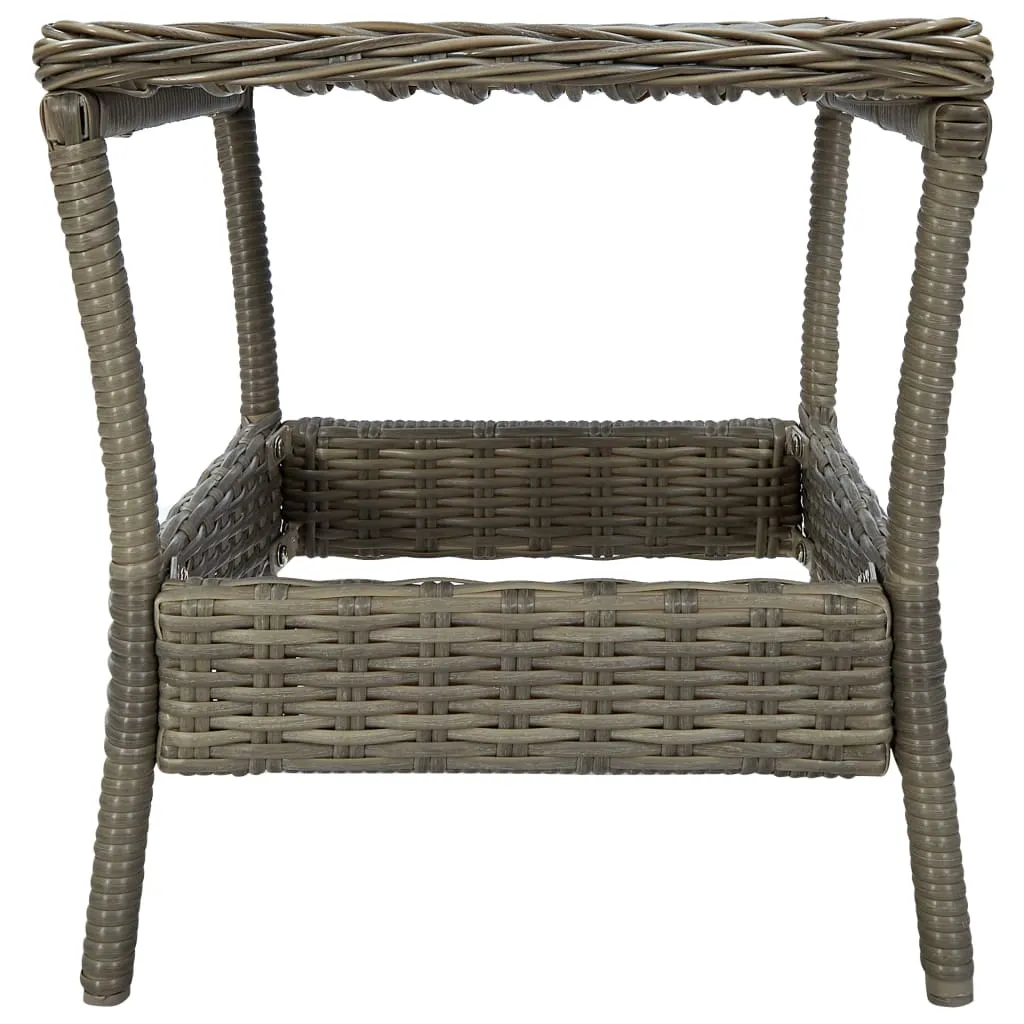 Outdoor Side Table Garden Patio Porch End Table with Storage PE Rattan