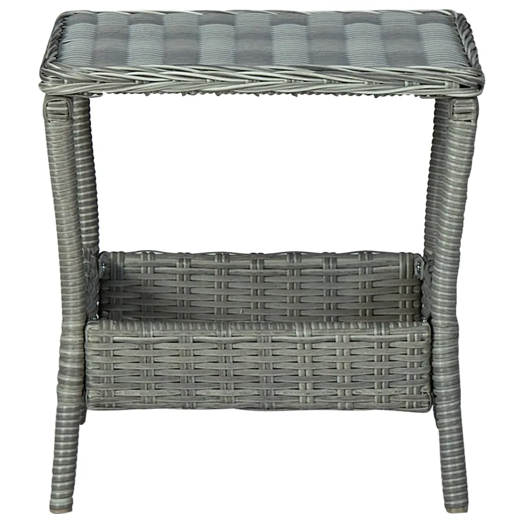 Outdoor Side Table Garden Patio Porch End Table with Storage PE Rattan