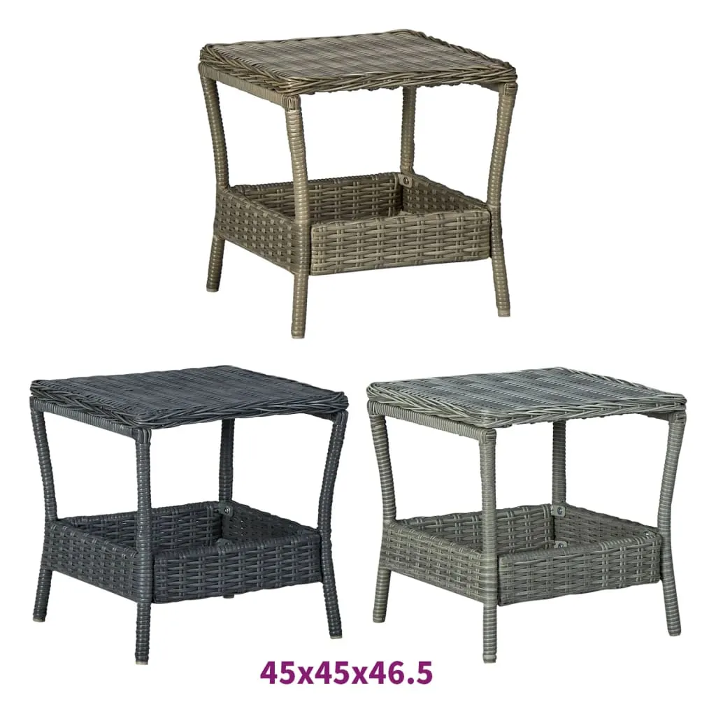 Outdoor Side Table Garden Patio Porch End Table with Storage PE Rattan