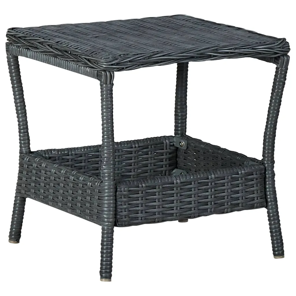 Outdoor Side Table Garden Patio Porch End Table with Storage PE Rattan