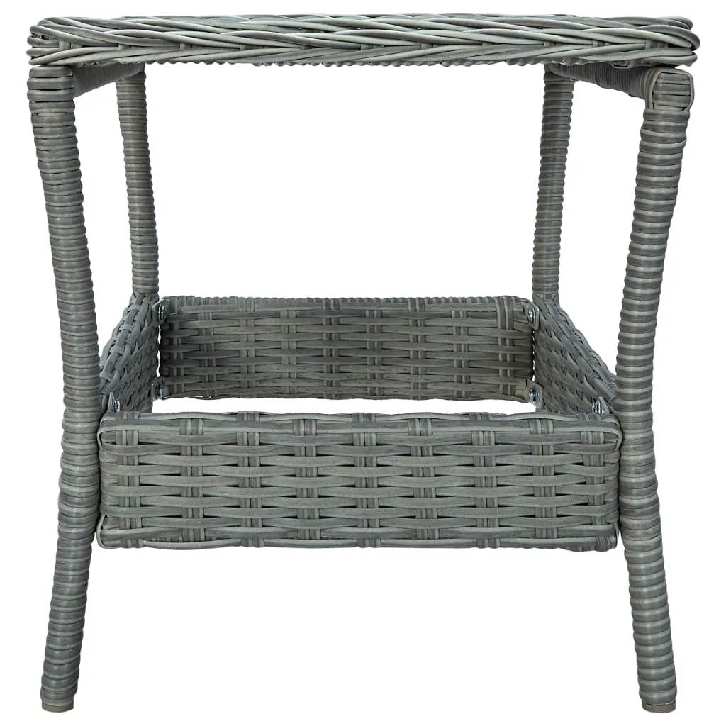 Outdoor Side Table Garden Patio Porch End Table with Storage PE Rattan