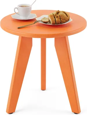 Outdoor Side Table, HDPE Outdoor Table, Small Round Side Table Weather-Resistant, Outdoor Side Tables for Patio, Porch, Deck, End Table for Plant Stand, Living Room, Bedroom, Orange