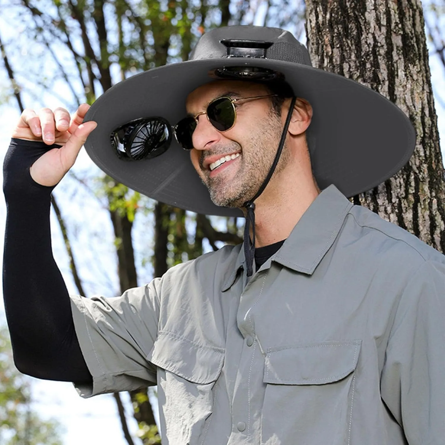 Outdoor Solar Fan Sun Hat 2025 New Wide Brim Solar Fan Hat Outdoor Fishing Hat with Solar Powered Fans for Men Women