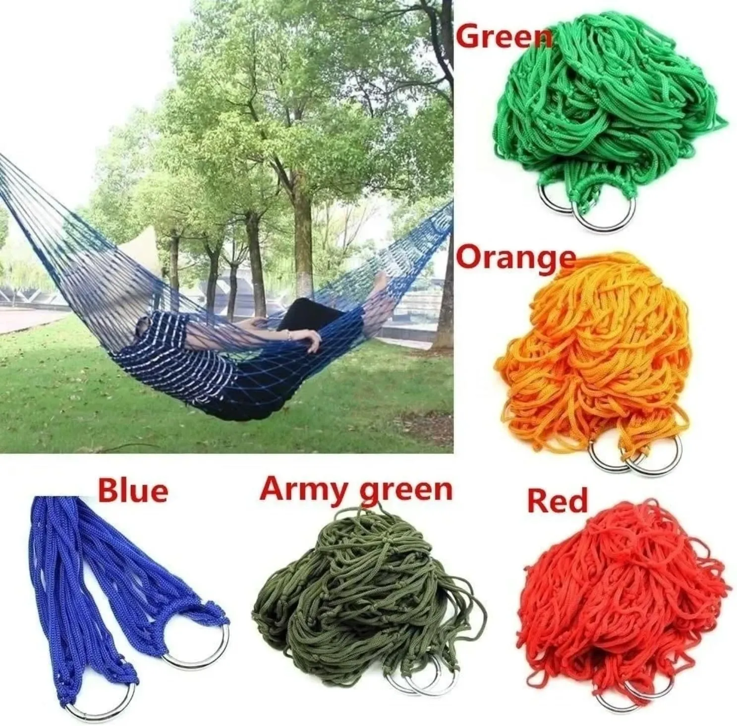 Outdoor Sport Hammock Net Mesh Bed Nylon Portable Camping Hammock Outdoor Swing