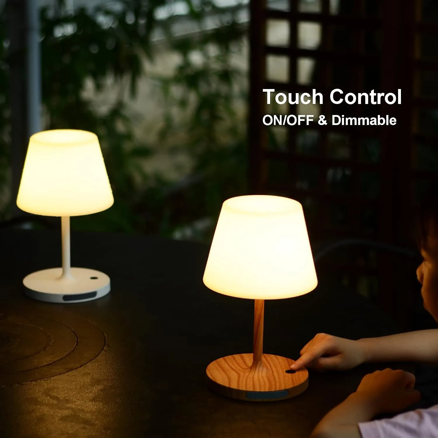 Outdoor Table Lamp/Cordless USB Rechargeable 4000mAh / 2700K LED/Touch Dimmable/Portable Battery Operated / IP44 Waterproof/PE Shade/Bedroom Dinning Camping Patio (9.6in, Dark Grey)