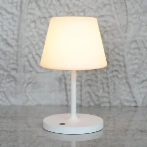 Outdoor Table Lamp/Cordless USB Rechargeable 4000mAh / 2700K LED/Touch Dimmable/Portable Battery Operated / IP44 Waterproof/PE Shade/Bedroom Dinning Camping Patio (9.6in, White)