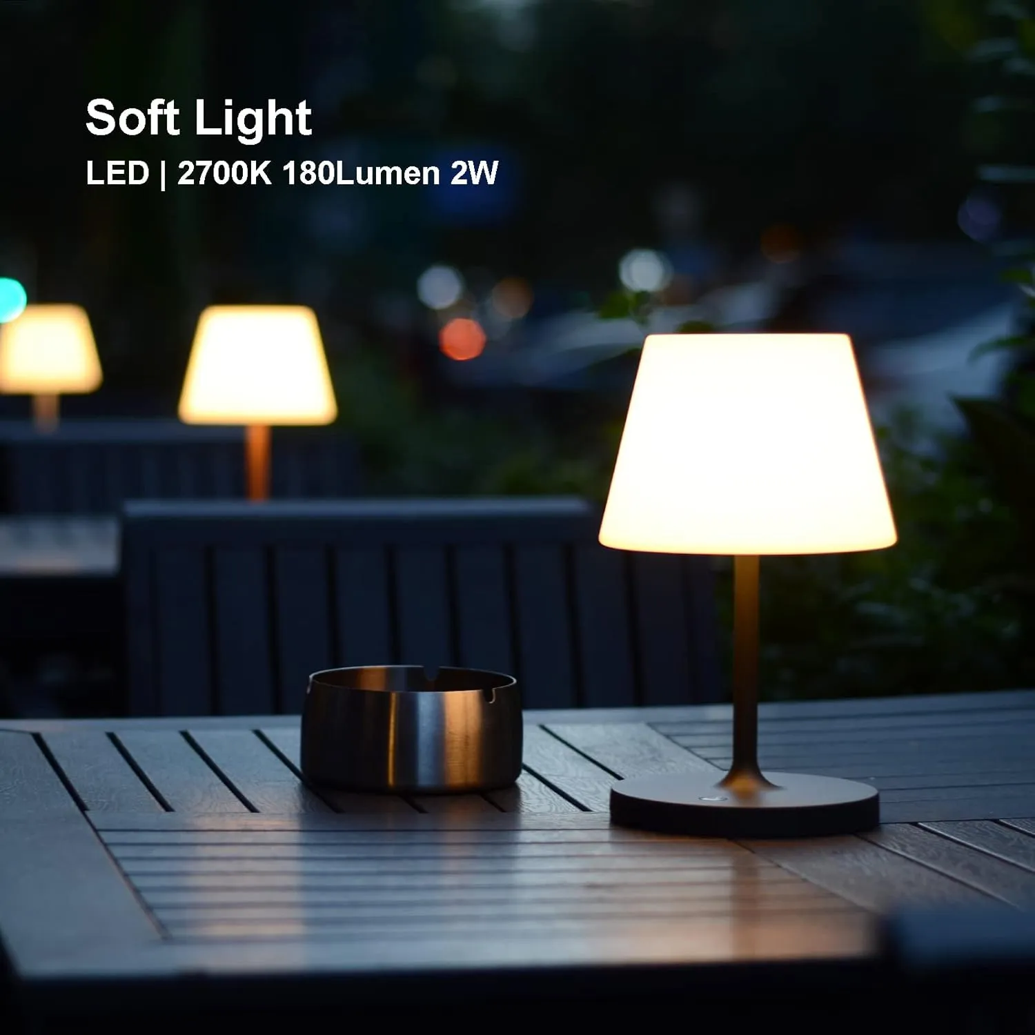 Outdoor Table Lamp/Cordless USB Rechargeable 4000mAh / 2700K LED/Touch Dimmable/Portable Battery Operated / IP44 Waterproof/PE Shade/Bedroom Dinning Camping Patio (9.6in, White)