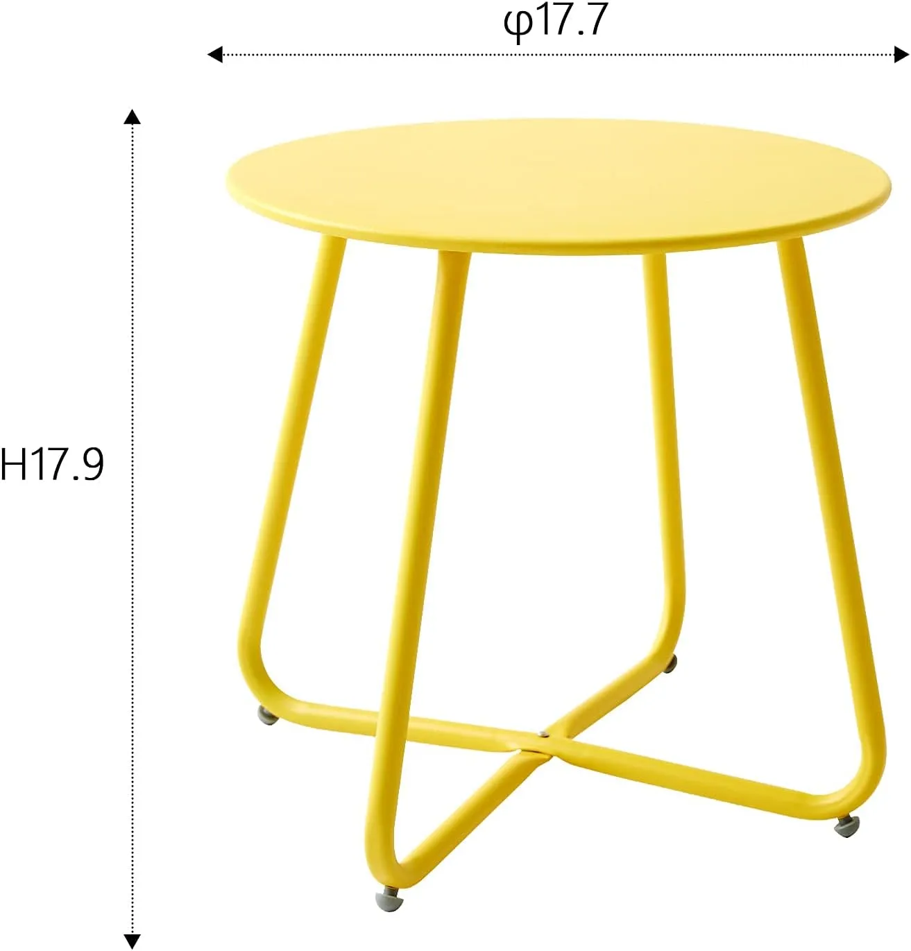 Outdoor Table Small Patio Side Table Waterproof Round Metal Side Table Weather Resistant Portable Outdoor and Indoor End Table for Garden, Balcony, Yard (Yellow)