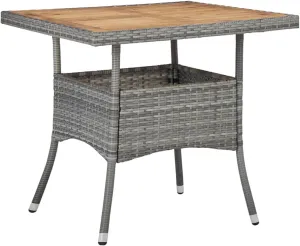 Outdoor Table with Acacia Wood Surface for Balcony, Grey Dining Table for Kitchen, Dining, Camping, Picnic - Accommodates up to 4 People