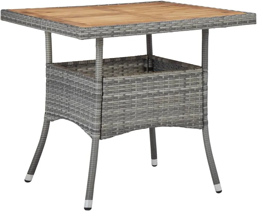 Outdoor Table with Acacia Wood Surface for Balcony, Grey Dining Table for Kitchen, Dining, Camping, Picnic - Accommodates up to 4 People
