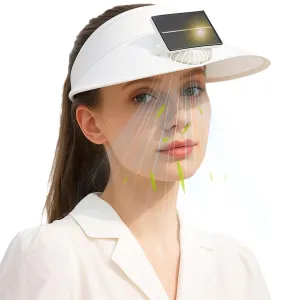 Outdoor Visor Hat with Solar Fan, Fan Visor Hat for Woman, Solar Powered - USB Charging Sun Visor Cooling Hats with Built in, 3 Speed Adjustment - Large Area Sun Protection for Outdoor Beach Travel
