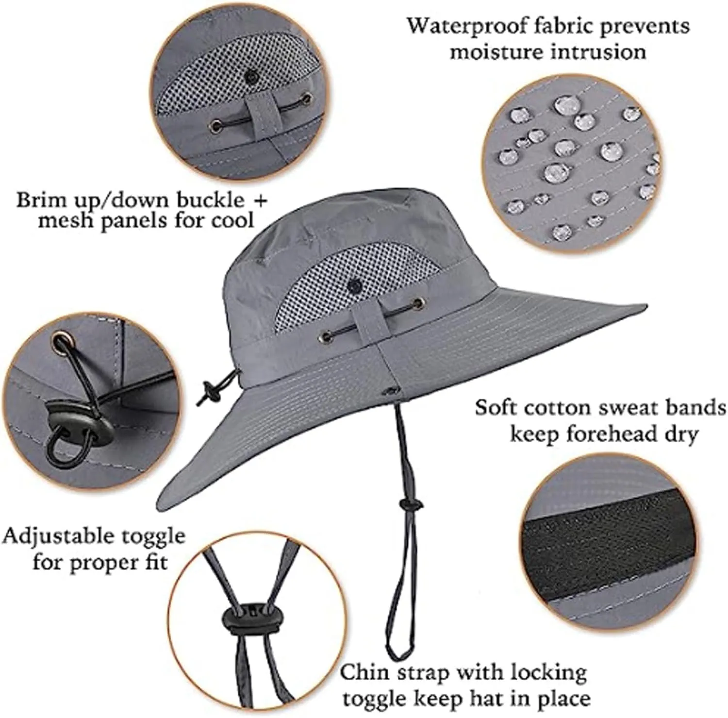 Outdoor Wide Brim Sun Hat with 1/2 Solar Fan, USB & Solar Powered Solar Powered Fan Hat for Garden Fishing Hiking