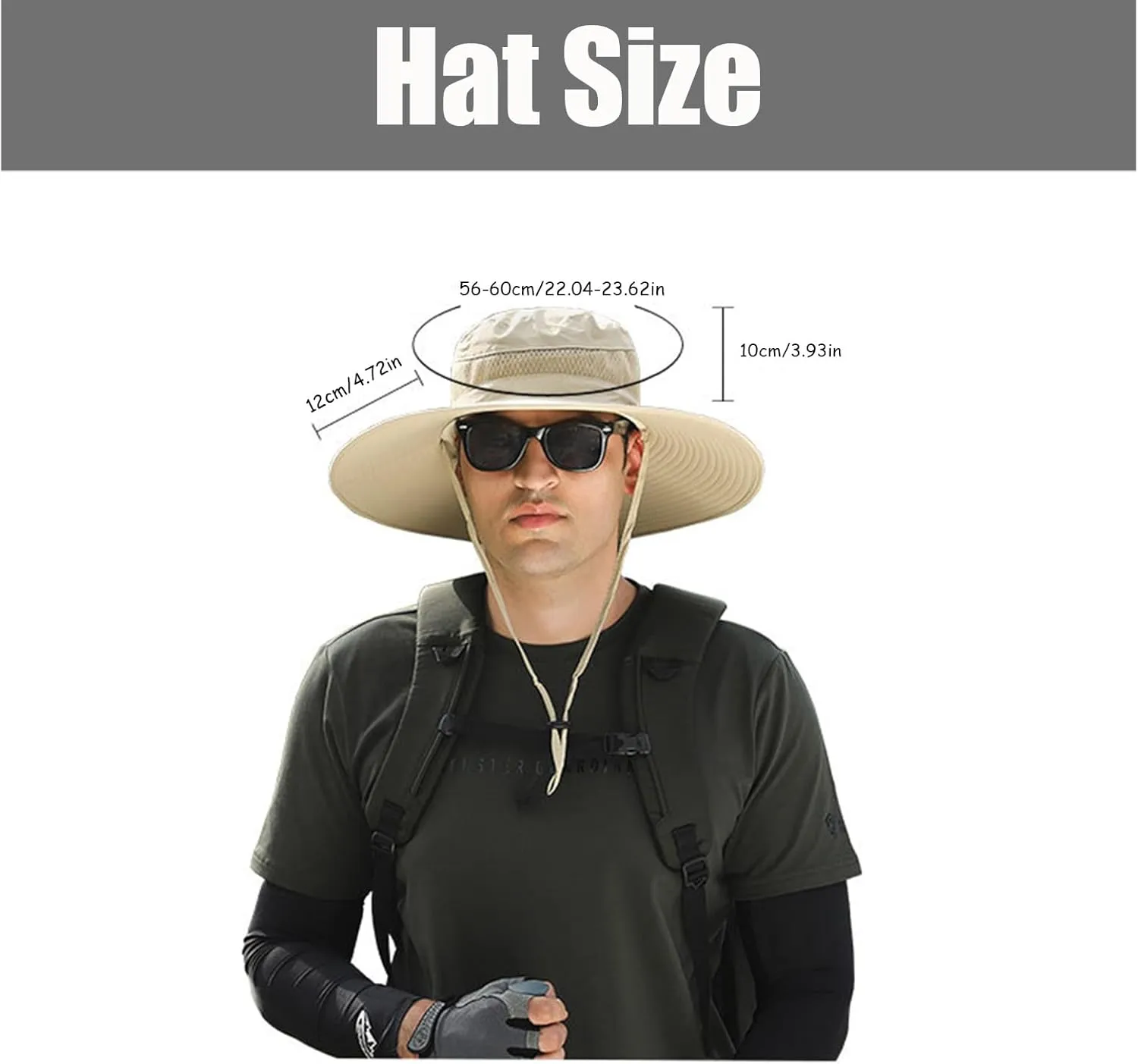 Outdoor Wide Brim Sun Hat with Solar Fan, Wide Brim Solar Fan Outdoor Fishing Hat-Solar & USB Charging