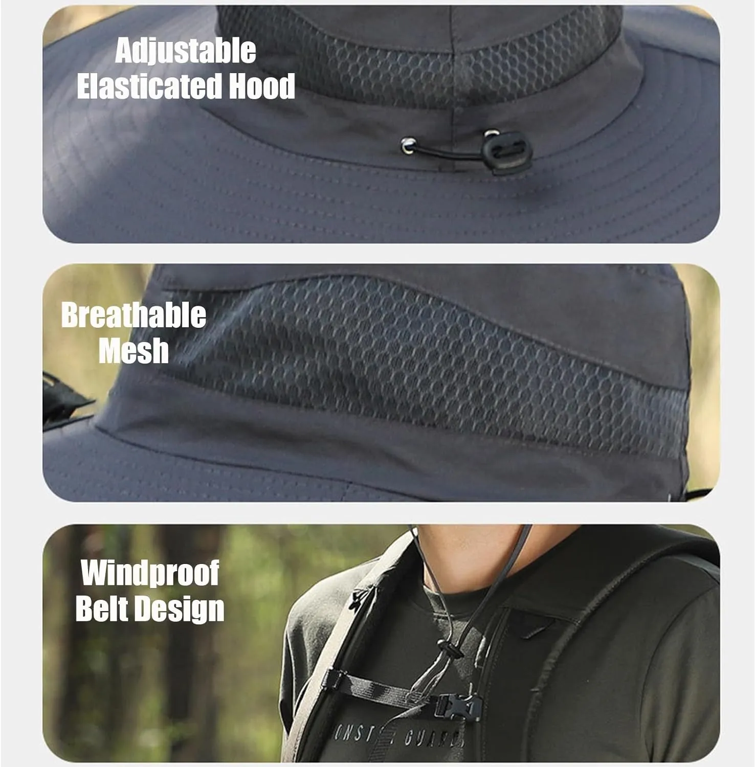 Outdoor Wide Brim Sun Hat with Solar Fan, Wide Brim Solar Fan Outdoor Fishing Hat-Solar & USB Charging