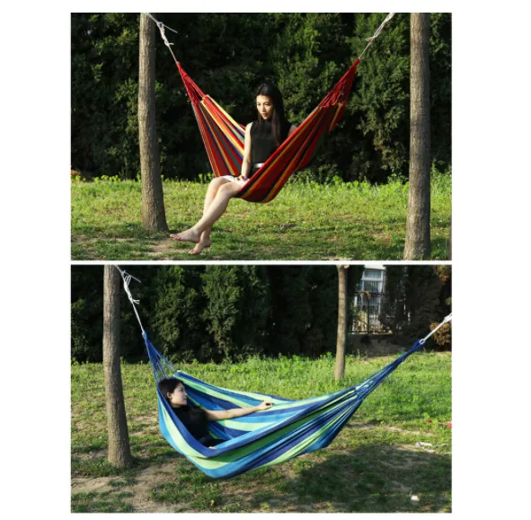 Outdoor/Indoor Portable Hammock Camping Durable Comfortable Woven Nylon Rainbow Swing 吊床
