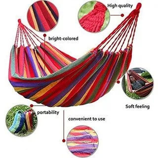 Outdoor/Indoor Portable Hammock Camping Durable Comfortable Woven Nylon Rainbow Swing 吊床