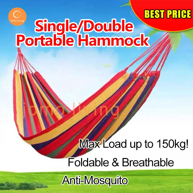 Outdoor/Indoor Portable Hammock Camping Durable Comfortable Woven Nylon Rainbow Swing 吊床