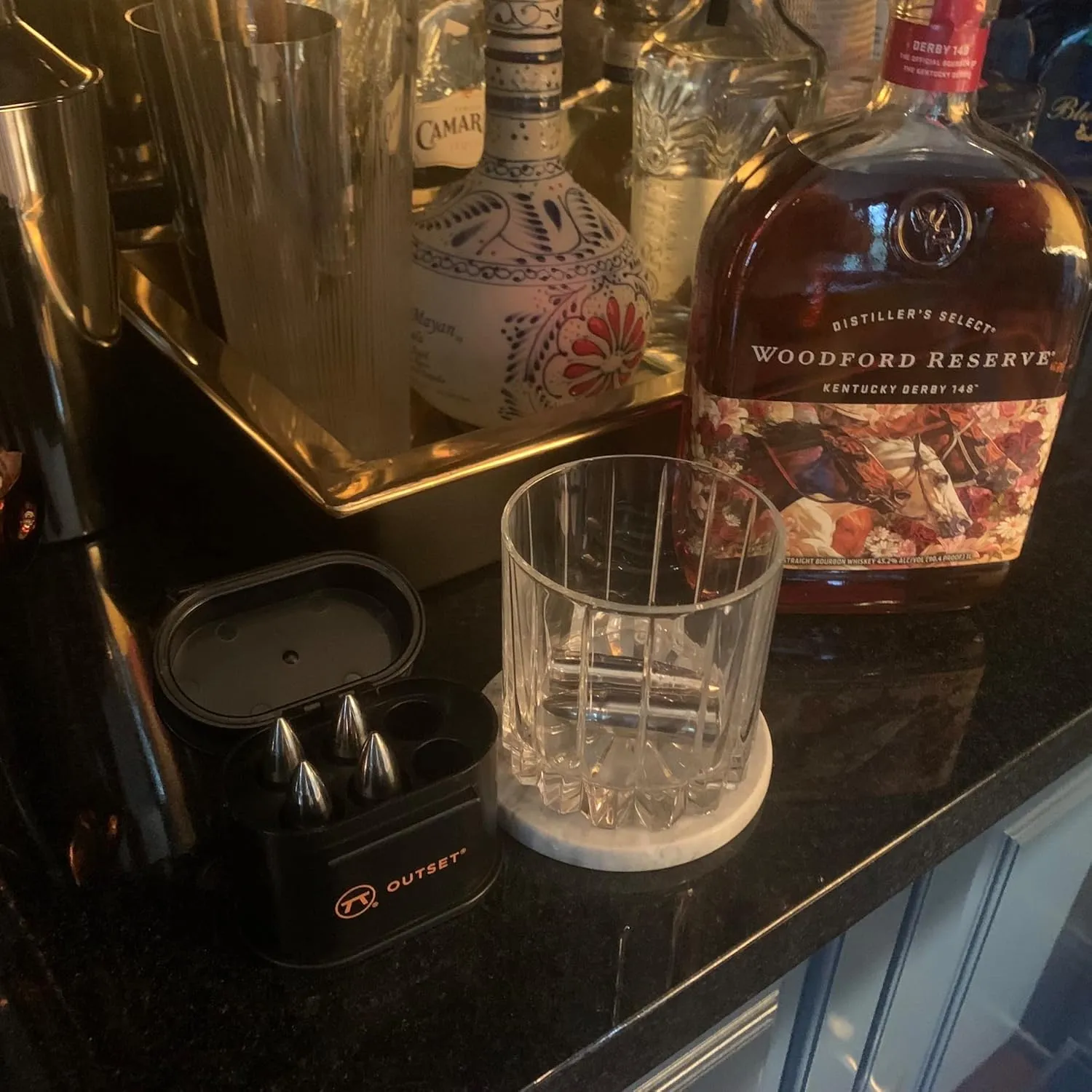 Outset Stainless Steel Whiskey Stone Set, 6 Ammo Shaped with Case