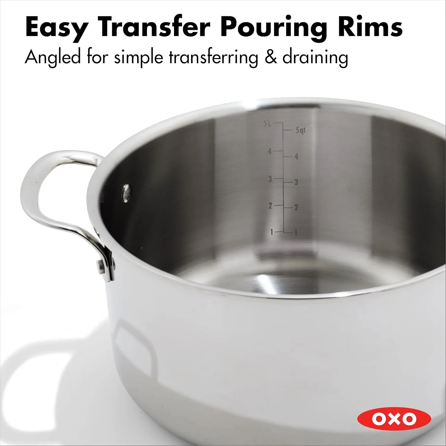 OXO Agility Tri-Ply Stainless Steel 13 Piece Kitchen Cookware Pots and Pans Set, Induction, PFAS-Free Ceramic Nonstick Coated Frypans, Saucepans, Stockpot, Quick Even Heating, Dishwasher and Oven Safe