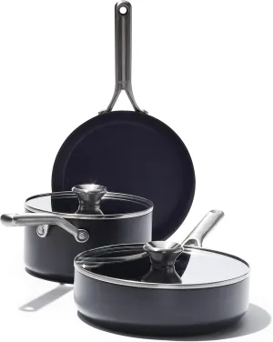 OXO Professional 5 Piece Cookware Pots and Pans Set, Hard Anodized Ceramic Nonstick PFAS-Free, Stainless Steel Handles, Induction Suitable, Diamond Reinforced Coating, Dishwasher and Oven Safe, Black