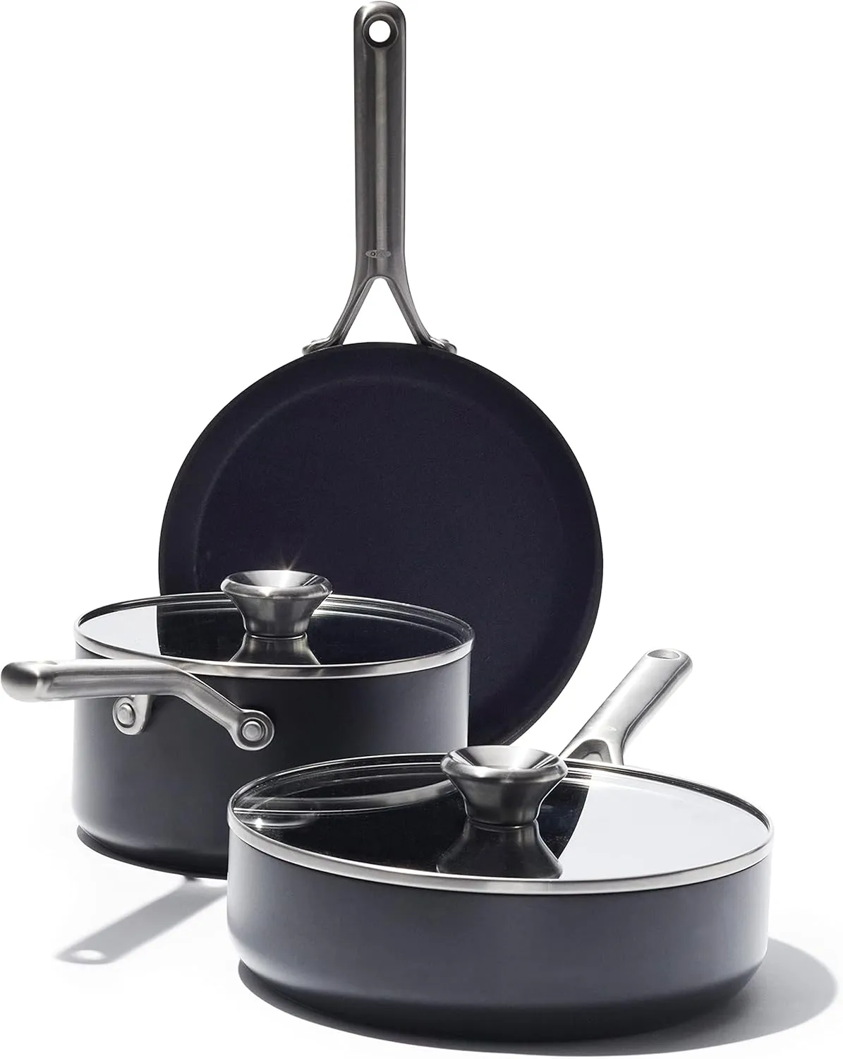 OXO Professional 5 Piece Cookware Pots and Pans Set, Hard Anodized Ceramic Nonstick PFAS-Free, Stainless Steel Handles, Induction Suitable, Diamond Reinforced Coating, Dishwasher and Oven Safe, Black