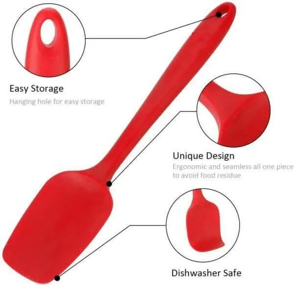 P-Plus International Silicone Spatula Spoon & Butter Knife Set (Red, Pack of 2)