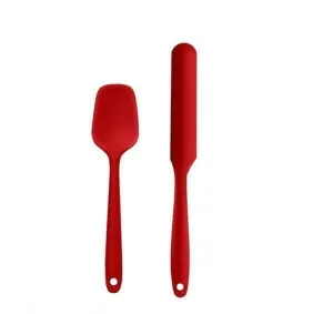 P-Plus International Silicone Spatula Spoon & Butter Knife Set (Red, Pack of 2)