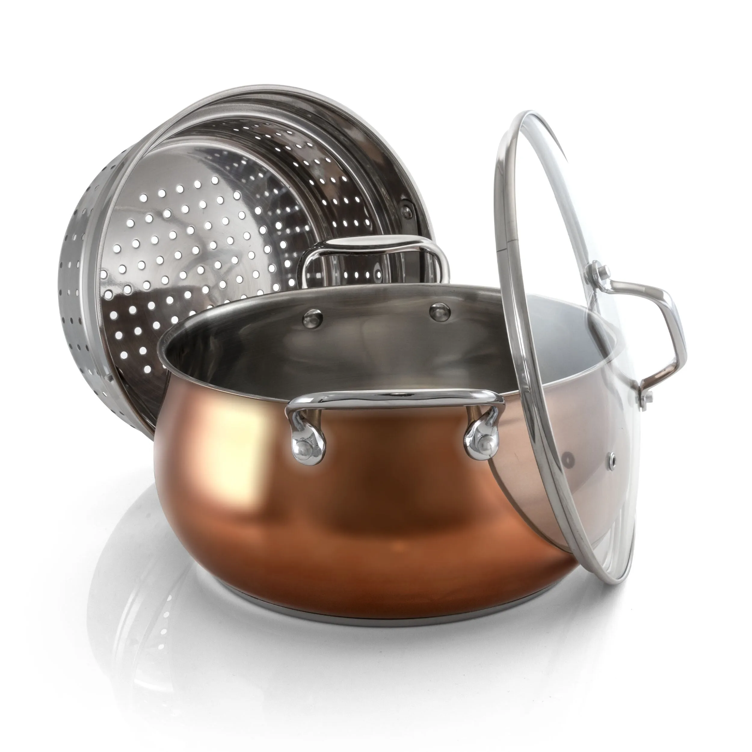 Padua 9 Piece Stainless Steel Copper Cookware All-In-One Set With Lids
