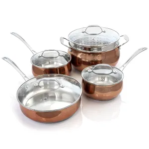 Padua 9 Piece Stainless Steel Copper Cookware All-In-One Set With Lids