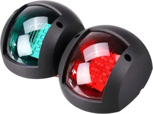 Pair of Boat navigation lights LED,MARINE LED Navigation Side Bow Lights Waterproof Running Lights For Marine Yacht Position Light Red & Green Parking Lamp (Black)
