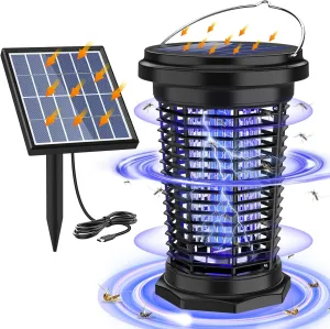 PALONE Solar Bug Zapper for Outdoor & Indoor, USB Rechargeable Bug Zapper with 5.5W Solar Power, 4500V Mosquito Killer Lamp, Electric Fly Traps, Insect Zapper for Patio, Backyard, Garden, Camping
