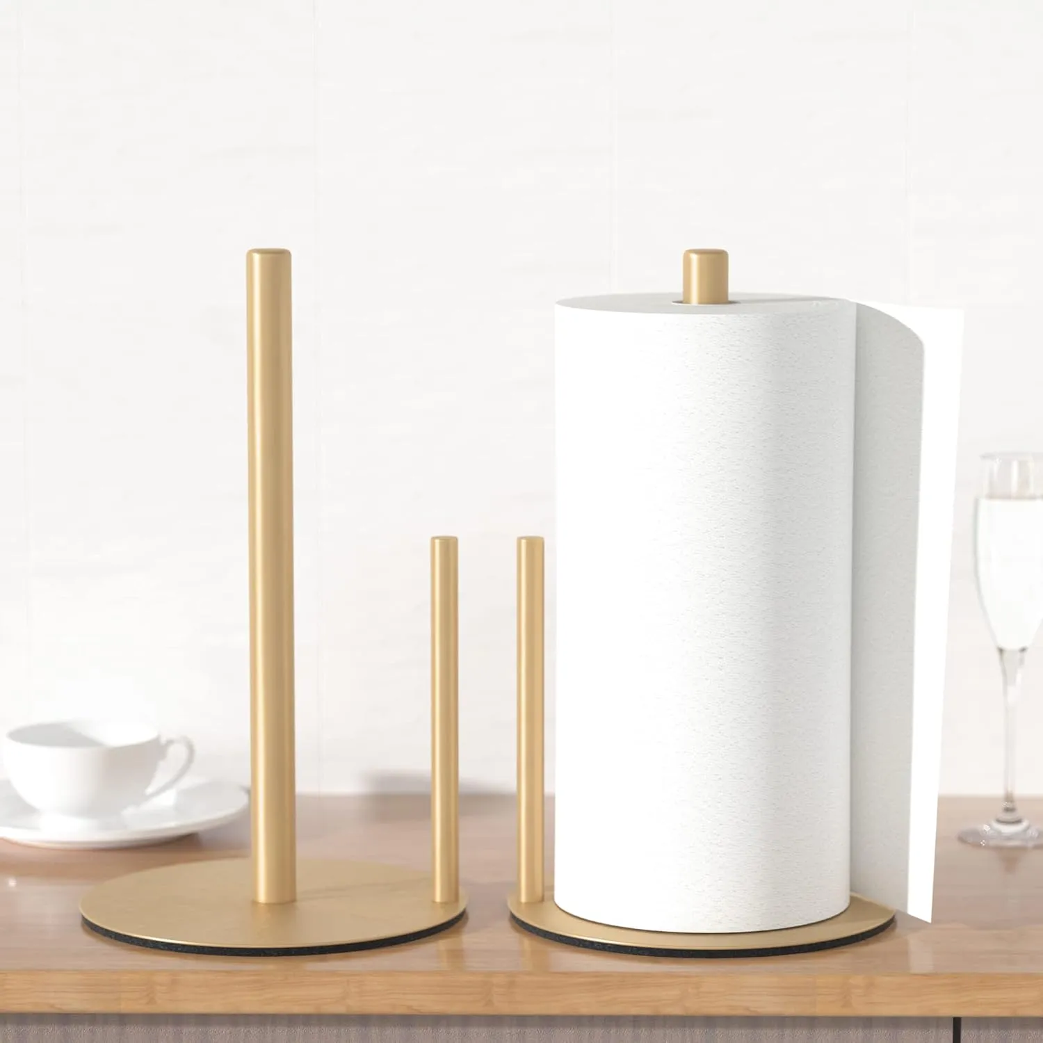 Paper Towel Holder Gold, Premium Stainless Steel Kitchen Roll Dispenser, Countertop Roll Organizer