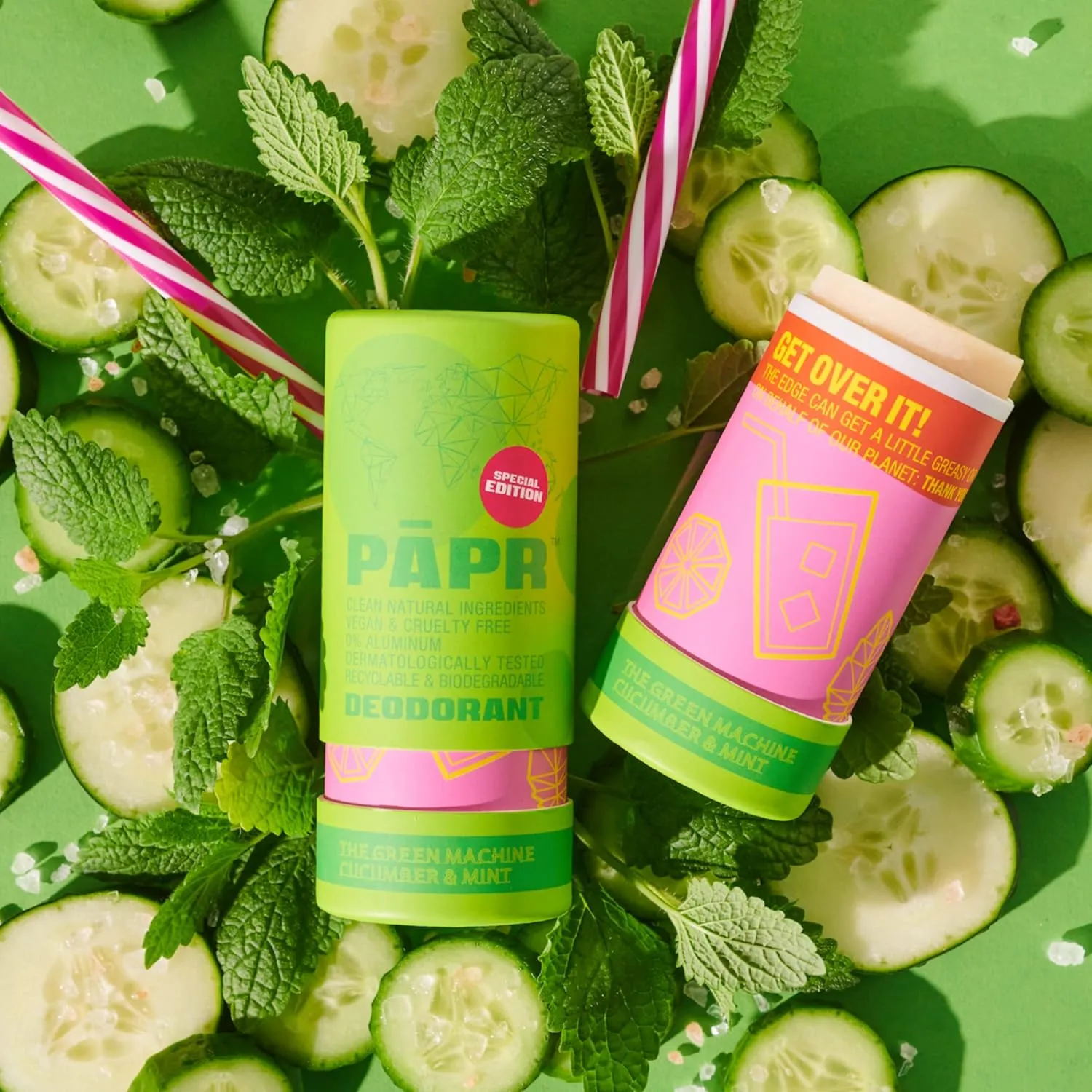 PAPR - Nature Powered, Clinically Proven, All Natural Deodorant in Zero Waste Paper Packaging (Green Machine)