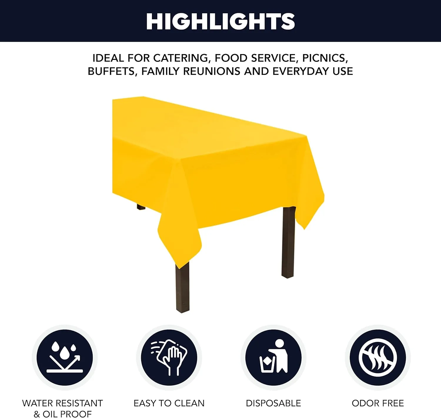 Party Essentials Heavy Duty Plastic Banquet Table Roll Available in 27 Colors, 40" x 150', Harvest Yellow