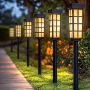 PASAMIC 24" Solar Pathway Lights Outdoor, 8 Pack Bright Garden Light with Auto On/Off, IP65 Solar Lights Outdoor Waterproof, Garden Landscape Lighting for Yard, Patio, Walkway, Driveway