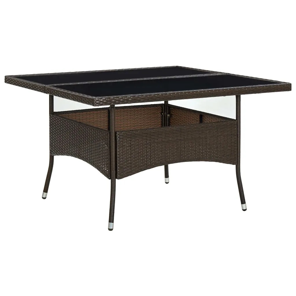 Patio Outdoor Dining Table with Storage Solid Acacia Wood PE Rattan