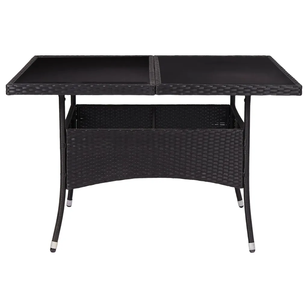 Patio Outdoor Dining Table with Storage Solid Acacia Wood PE Rattan