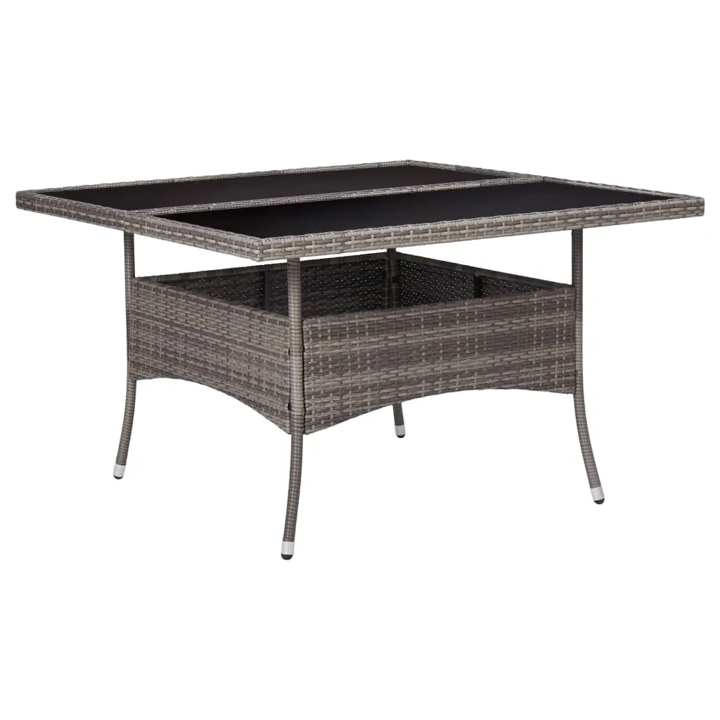 Patio Outdoor Dining Table with Storage Solid Acacia Wood PE Rattan