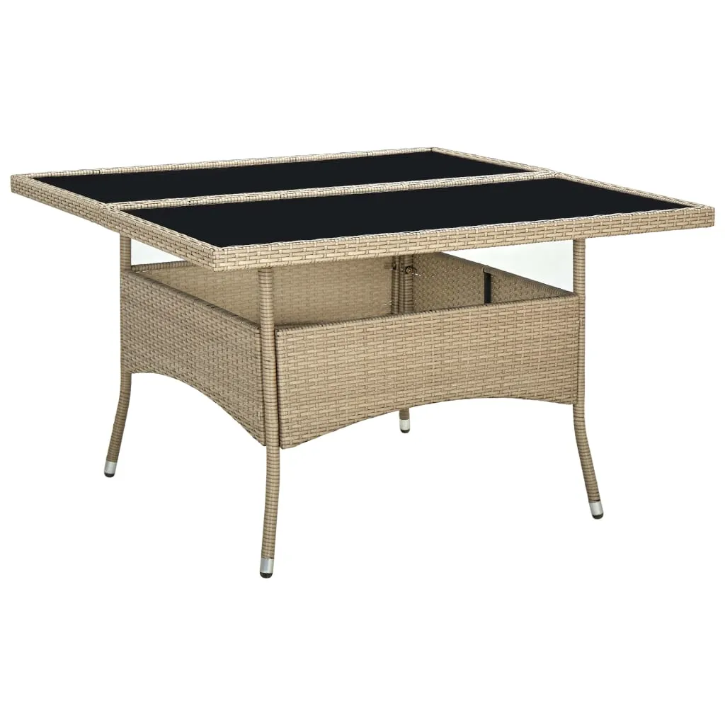 Patio Outdoor Dining Table with Storage Solid Acacia Wood PE Rattan