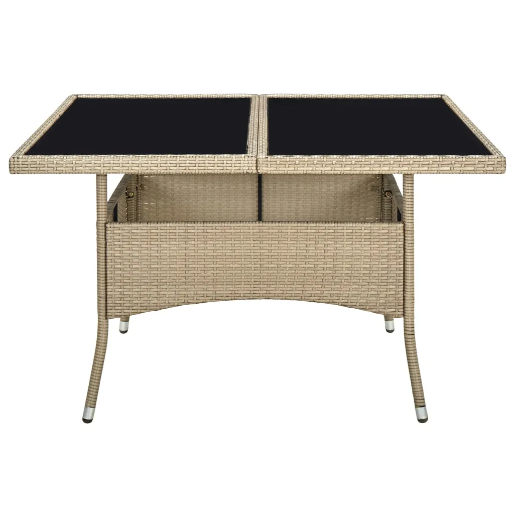 Patio Outdoor Dining Table with Storage Solid Acacia Wood PE Rattan
