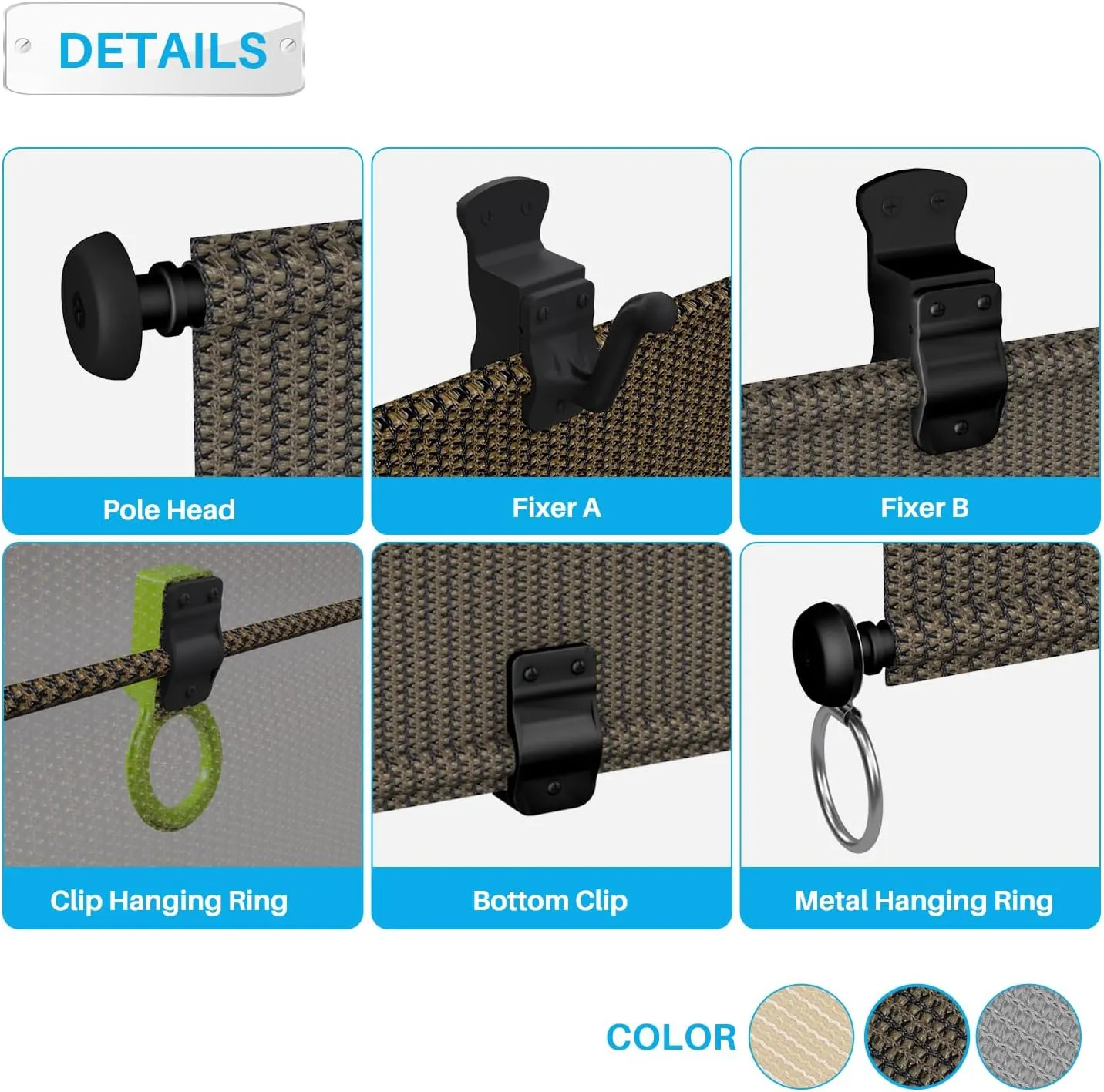 Patio Shades Roll Up Outdoor 7'Wx6'H Foldable Roller Shade Patio Blinds Exterior Block Sun Screen for Outside Porch Deck Balcony Pergola Carport, Brown