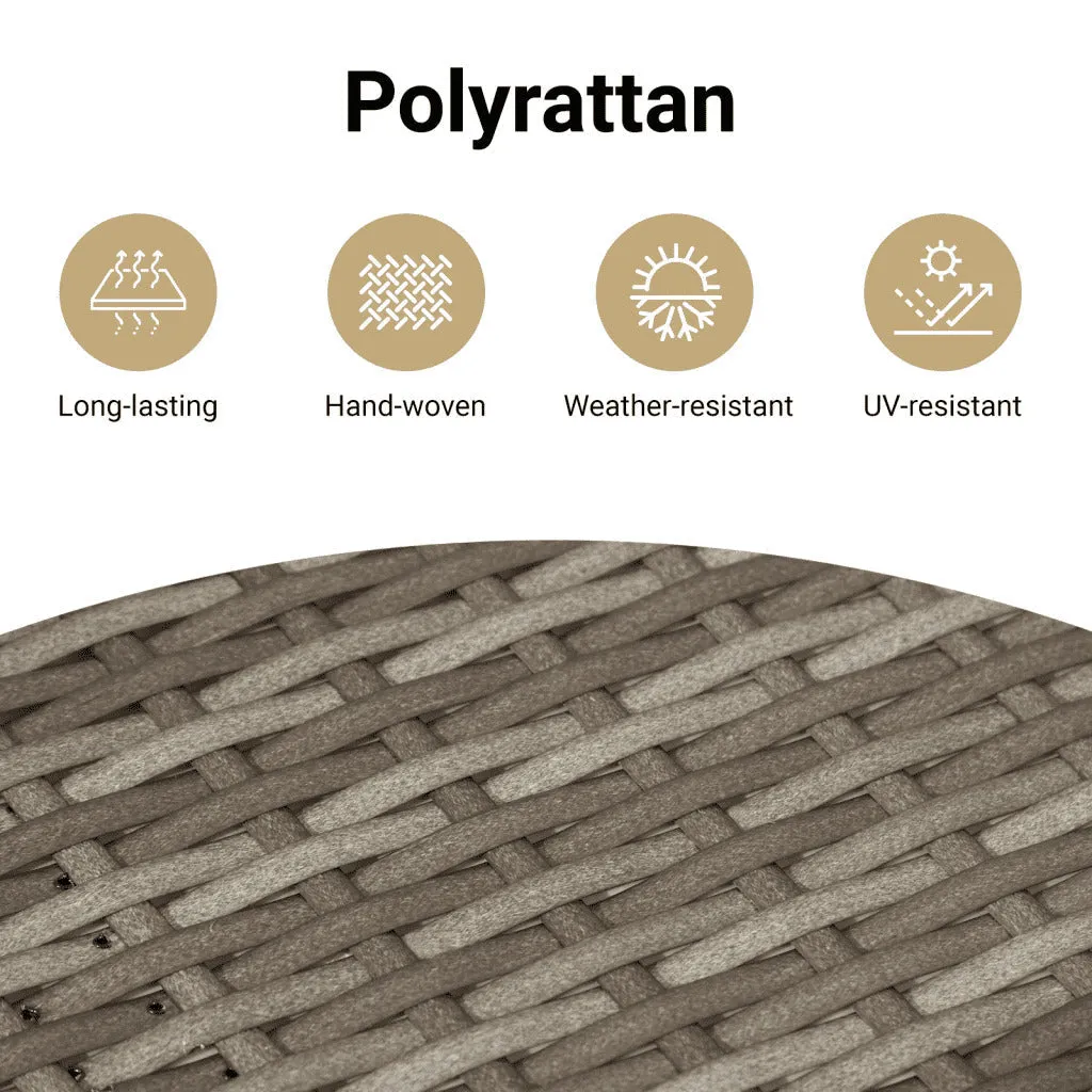Patio Table Beige 17.7"x17.7"x14.6" Poly Rattan Acacia Wood