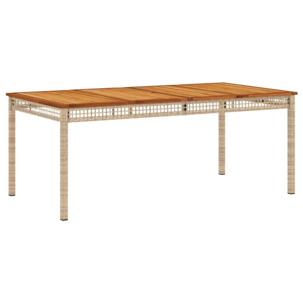 Patio Table Furniture Outdoor Garden Backyard Poly Rattan Acacia Wood