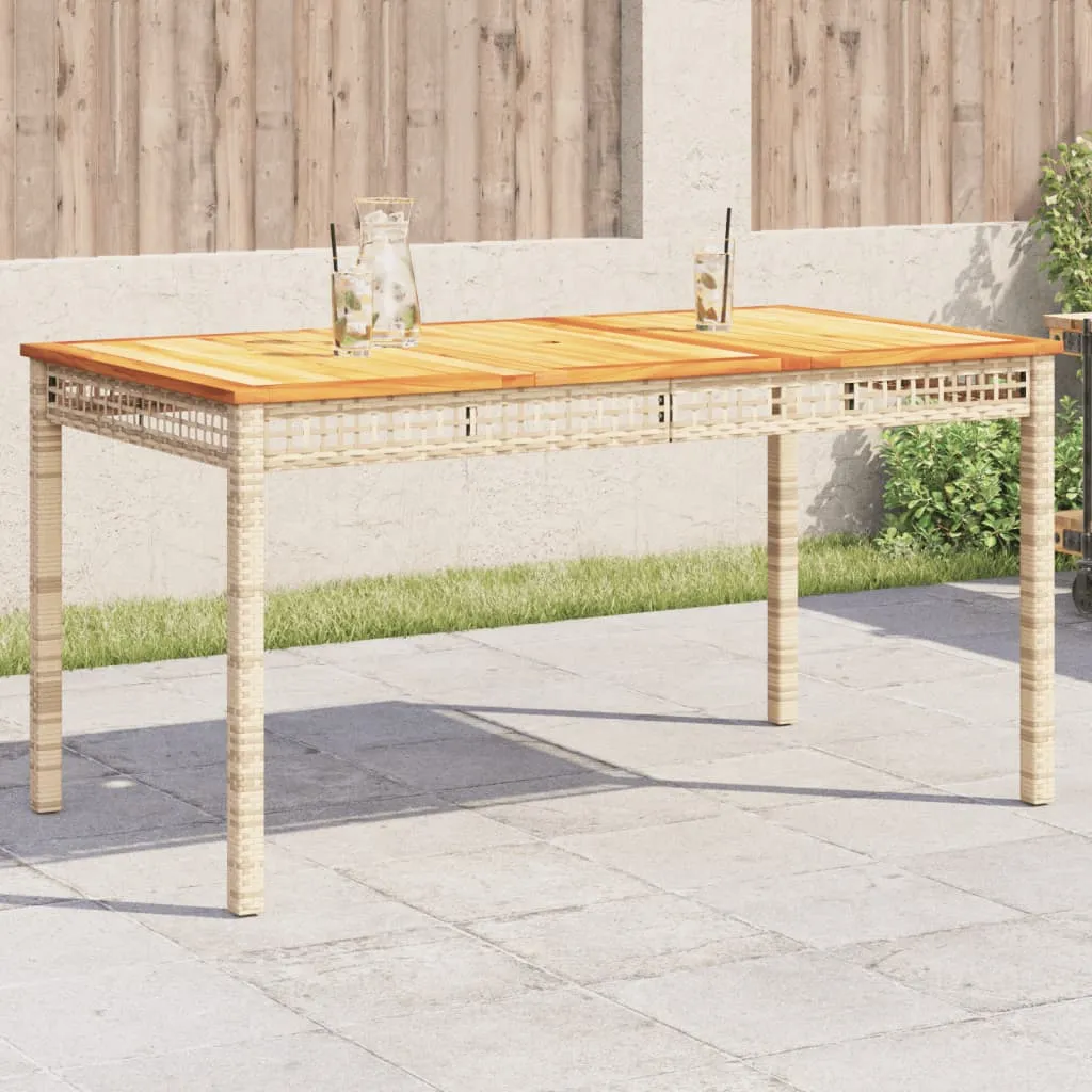 Patio Table Furniture Outdoor Garden Backyard Poly Rattan Acacia Wood