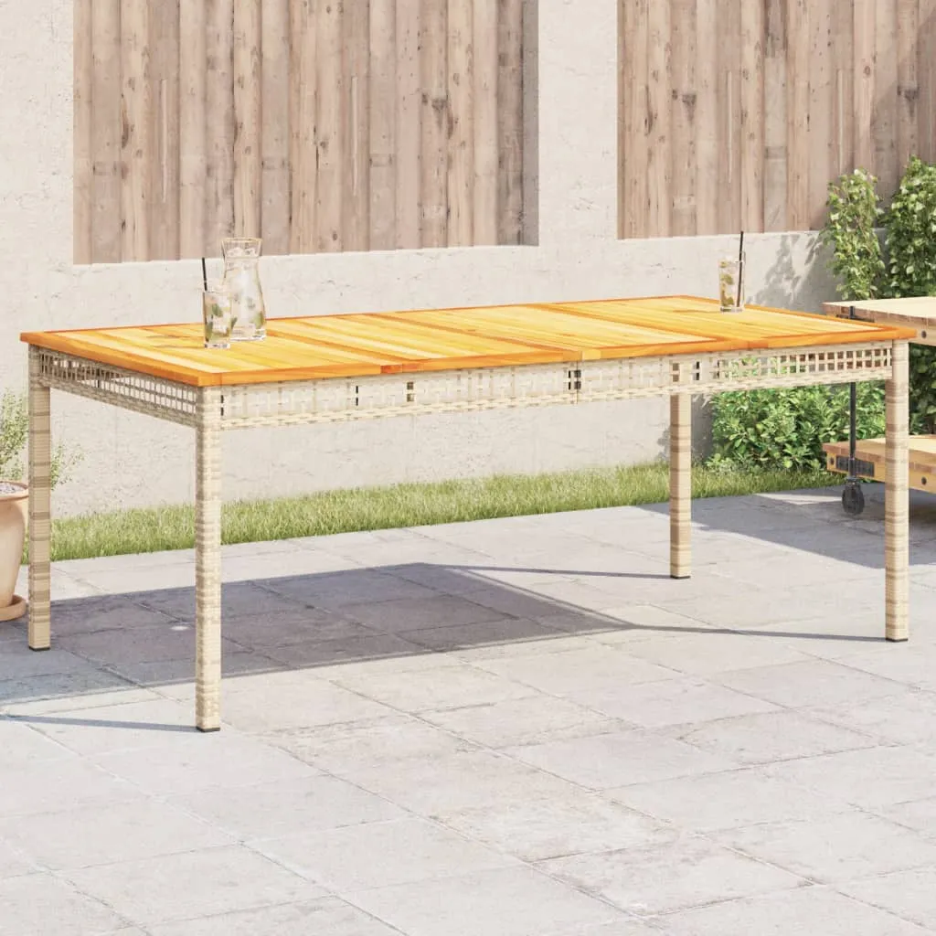 Patio Table Furniture Outdoor Garden Backyard Poly Rattan Acacia Wood